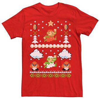Men's Nintendo Super Mario Mario Goomba Ugly Christmas Sweater Tee