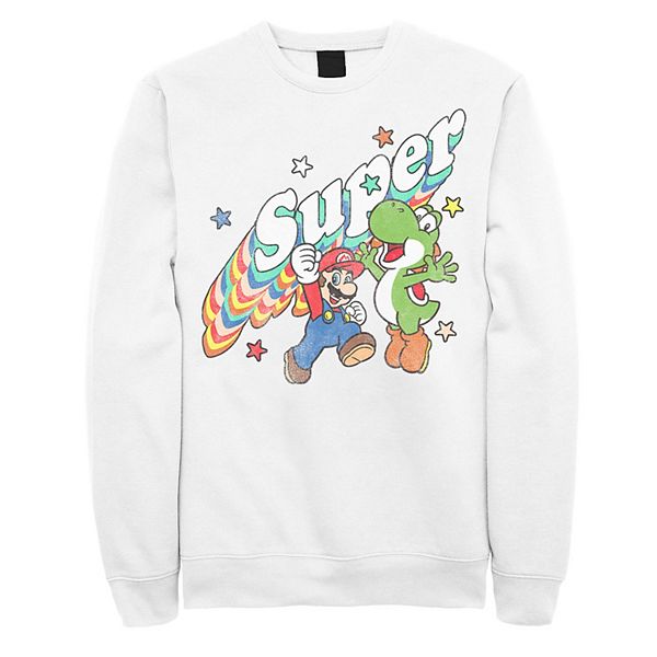Men S Nintendo Super Mario Yoshi Mario Rainbow 3d Star Fleece