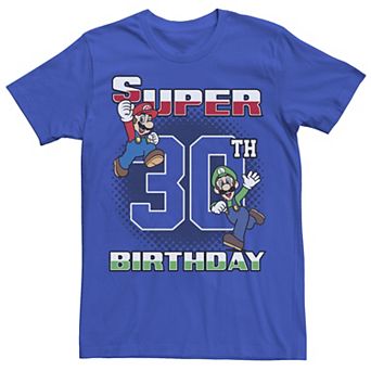 Men's Nintendo Super Mario And Luigi Super Birthday 30th Birthday Portrait Tee