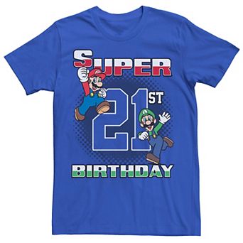 Men's Nintendo Super Mario And Luigi Super 21st Birthday Graphic Tee