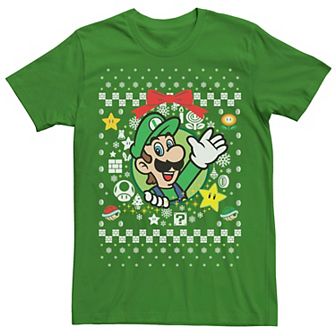Men's Nintendo Super Mario Luigi Classic Ugly Christmas Graphic Tee