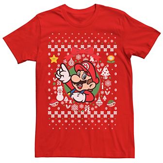Men's Nintendo Super Mario Classic Ugly Christmas Mario Graphic Tee