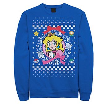 Men's Nintendo Super Mario Classic Ugly Christmas Peach Graphic Fleece Sweatshirt