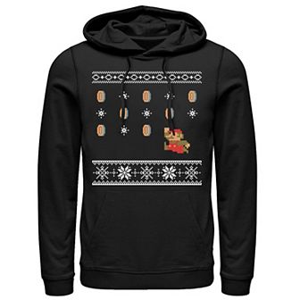 Men's Nintendo Super Mario Christmas Coin Graphic Hoodie