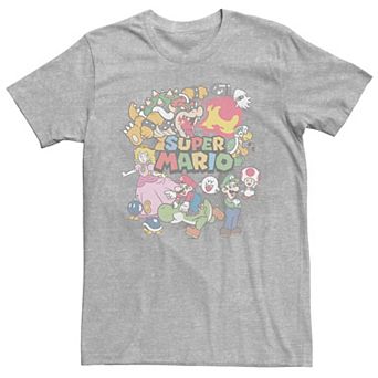 Men's Nintendo Super Mario Group Shot Happy Faces Graphic Tee