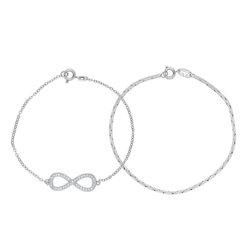 Sarafina Sterling Silver Plated Cubic Zirconia Infinity Symbol & Chain Bra