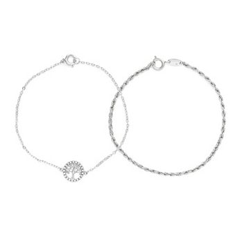 Sarafina Cubic Zirconia Tree of Life & Chain Bracelet Set
