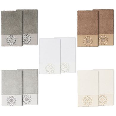 Linum Home Textiles Turkish Cotton Alyssa 2-piece Embellished Bath Towel Set