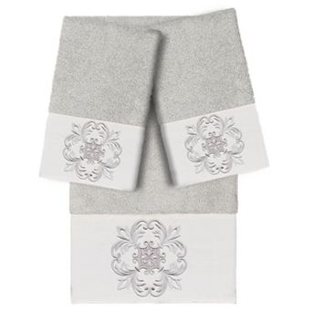Linum Home Textiles Turkish Cotton Alyssa 3 pc Embellished Bath Towel Set