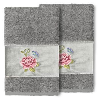 Linum Home Textiles Turkish Cotton Rebecca 2-pack Embellished Hand Towel Set