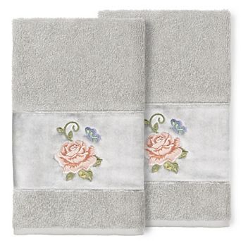 Linum Home Textiles Turkish Cotton Rebecca 2-pack Embellished Hand Towel Set