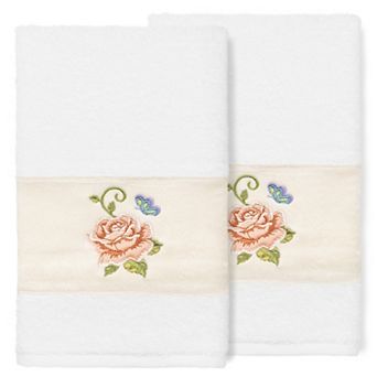 Linum Home Textiles Turkish Cotton Rebecca 2-pack Embellished Hand Towel Set