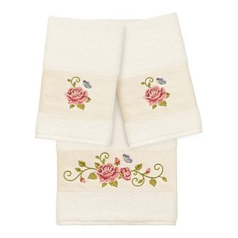 Linum Home Textiles Turkish Cotton Rebecca 3 pc Embellished Bath Towel