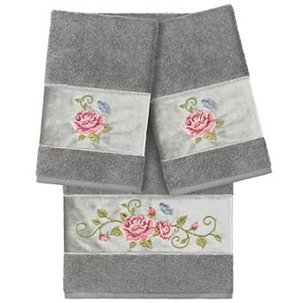 Linum Home Textiles Turkish Cotton Rebecca 3 pc Embellished Bath Towel