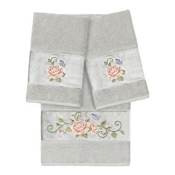 Linum Home Textiles Turkish Cotton Rebecca 3 pc Embellished Bath Towel