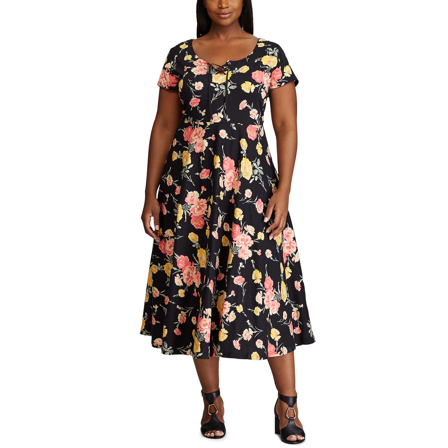 plus size fit and flare midi dress