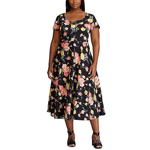 Plus Size Chaps Floral Fit & Flare Midi Dress