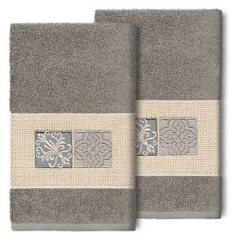 Linum Home Textiles Turkish Cotton Vivian 2-pack Embellished Hand Towel Set