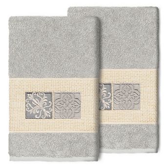 Linum Home Textiles Turkish Cotton Vivian 2-pack Embellished Hand Towel Set