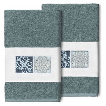 Linum Home Textiles Turkish Cotton Vivian 2-pack Embellished Hand Towel Set