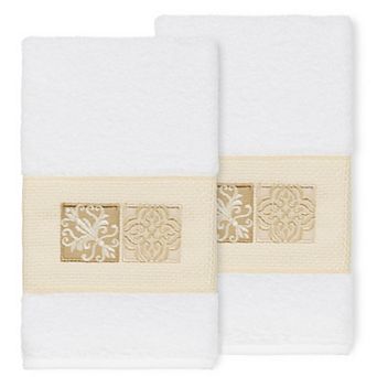 Linum Home Textiles Turkish Cotton Vivian 2-pack Embellished Hand Towel Set