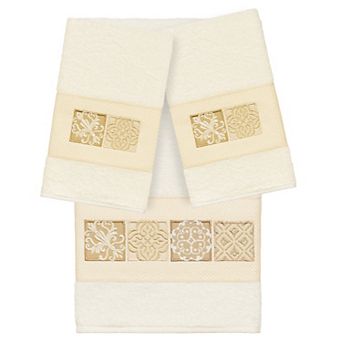Linum Home Textiles Turkish Cotton Vivian 3 pc Embellished Bath Towel Set