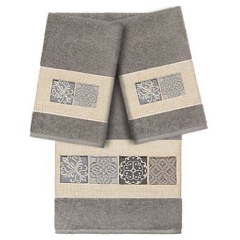 Linum Home Textiles Turkish Cotton Vivian 3 pc Embellished Bath Towel Set