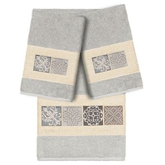Linum Home Textiles Turkish Cotton Vivian 3 pc Embellished Bath Towel Set