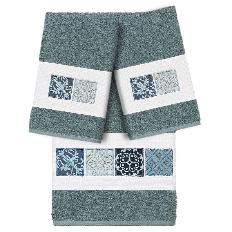 Linum Home Textiles Turkish Cotton Vivian 3-piece Embellished Bath Towel Set