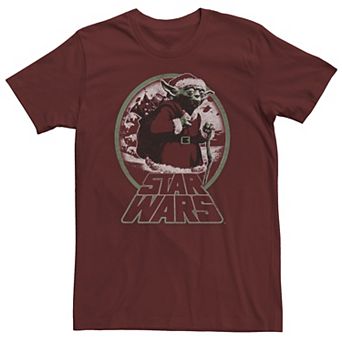 Men's Star Wars Yoda Santa Circle Portrait Tee