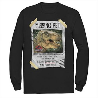 Men's Jurassic Park Missing Pet T-Rex Poster Taped Tee