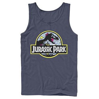 Men's Jurassic Park Blue Retro Classic Icon Tank Top