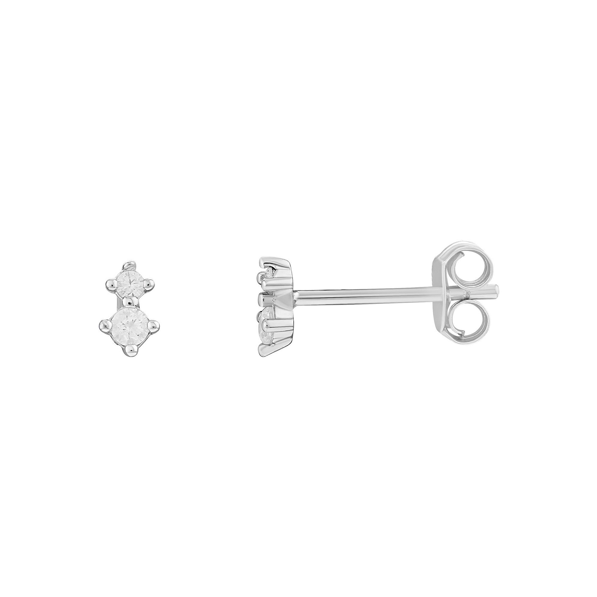 PRIMROSE Sterling Silver Graduated Cubic Zirconia Stud Earrings, Womens