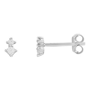 PRIMROSE Sterling Silver Graduated Cubic Zirconia Stud Earrings