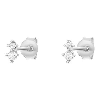 PRIMROSE Sterling Silver Graduated Cubic Zirconia Stud Earrings