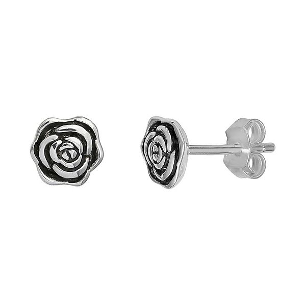 Silver Rose Stud Earrings