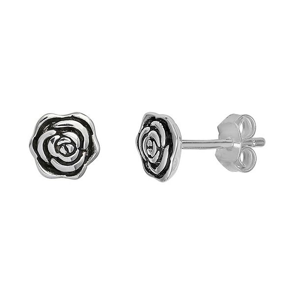SDT Jewelry Stainless Steel Rose Flower Stud Earrings