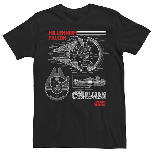 Men's Star Wars Millennium Falcon Blueprint Tee