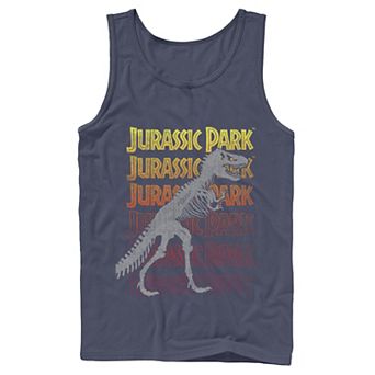 Men's Jurassic Park T-rex Skeleton Over Gradient Text Tank Top