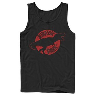 Men's Jurassic Park T-Rex Red Outline Distressed Tank Top