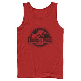 Men's Jurassic Park All White Spray Paint Stencil Movie Logo Tank Top