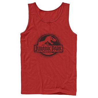 Men's Jurassic Park All White Spray Paint Stencil Movie Logo Tank Top