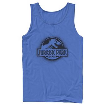 Men's Jurassic Park All White Spray Paint Stencil Movie Logo Tank Top