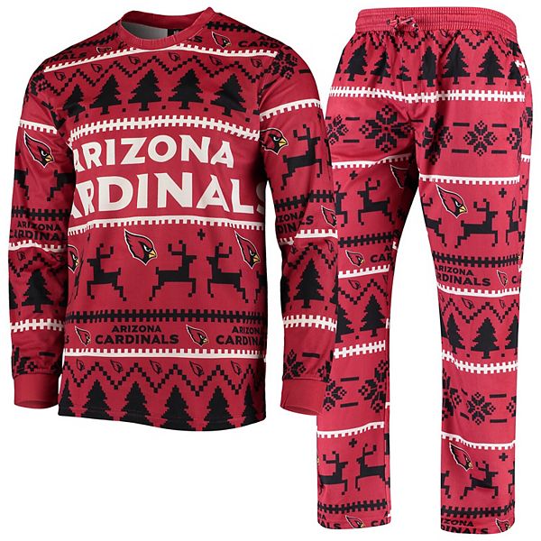 Men's Cardinal Arizona Cardinals Holiday Wordmark Ugly Pajama Set