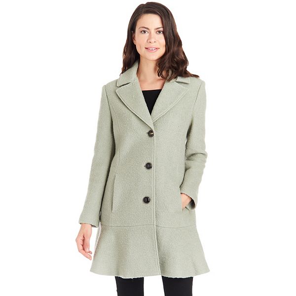 Women S Fleet Street Tailored Long Coat, Green Wool Peacoat Women S