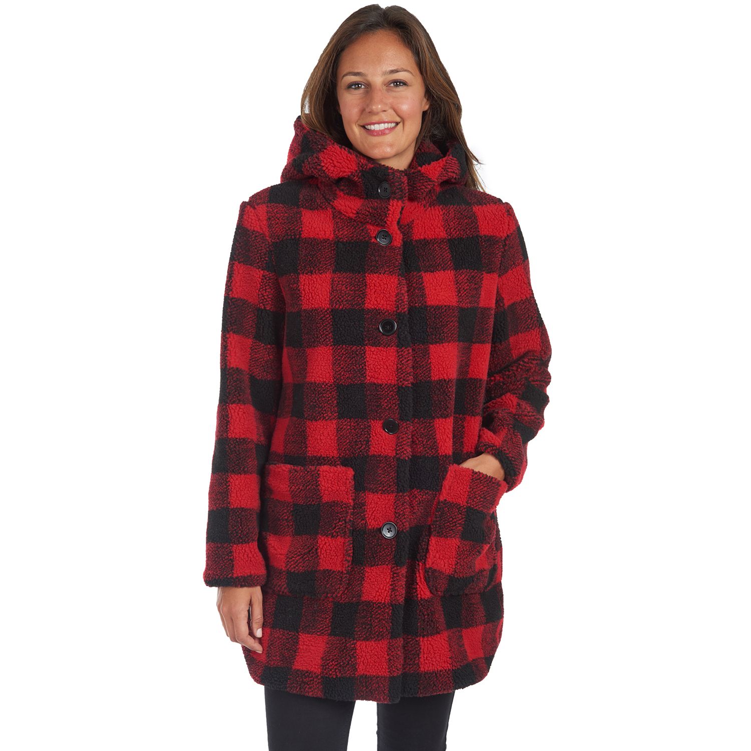 plaid coat with fur