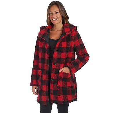 Women's Fleet Street Plaid Faux Fur Long Coat