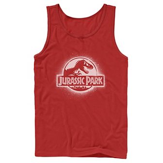 Men's Jurassic Park All White Spray Paint Stencil Movie Logo Tank Top