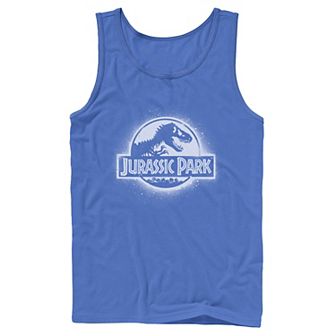 Men's Jurassic Park All White Spray Paint Stencil Movie Logo Tank Top