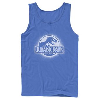 Men's Jurassic Park All White Spray Paint Stencil Movie Logo Tank Top